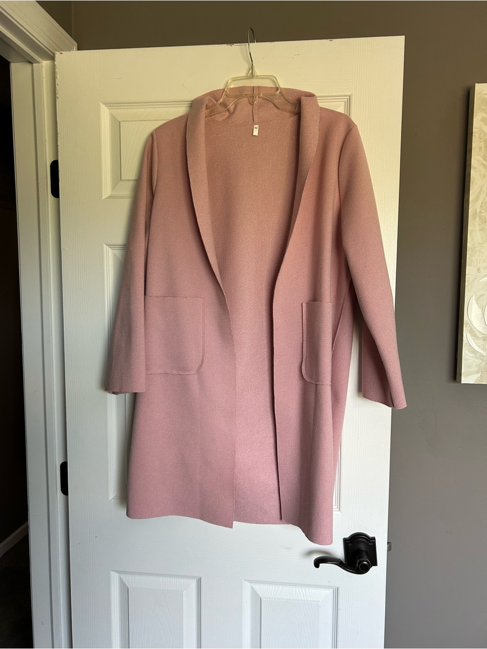Open-Front Pink Wool-Blend Coat
